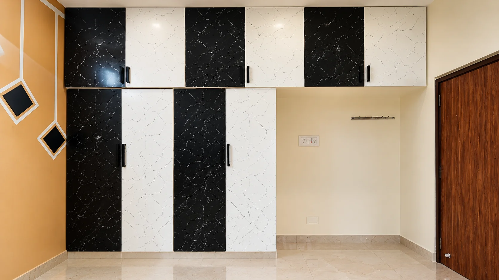 Dual tone modern bedroom wardrobe wall